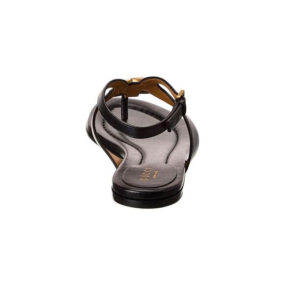 Gucci Double G Leather Sandal, Black - Picture 3 of 5